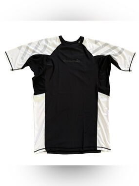 Sanabul Compression Rash Guard Short Sleeve Black White Athletic MMA BJJ 2XL